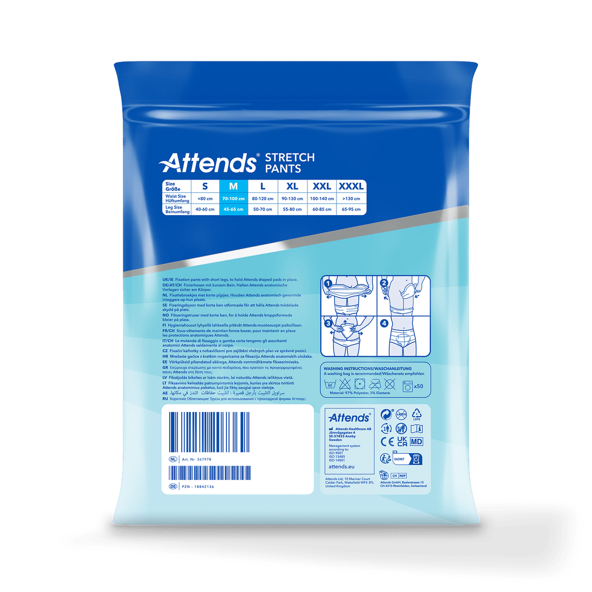 Attends Stretch Pants Medium Washable Fixation Pants - 15 Pack - Discount Medical