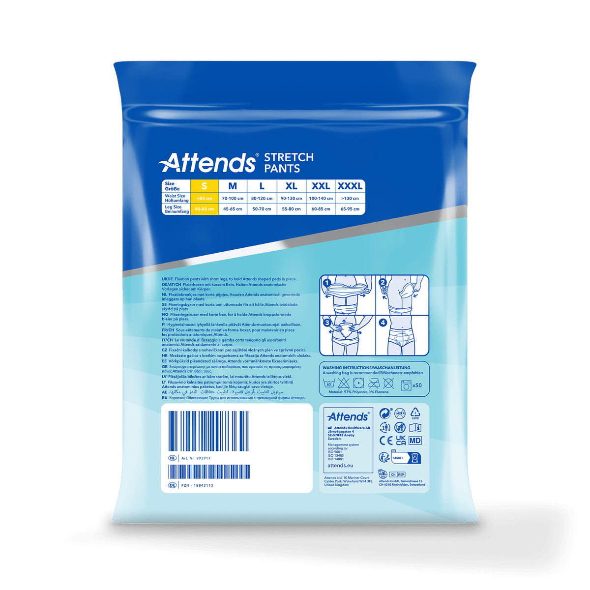 Attends Stretch Pants Small Washable Fixation Pants - 15 Pack - Discount Medical