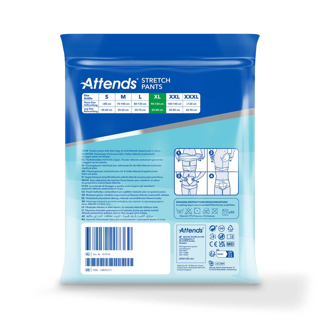 Attends Stretch Pants XL Washable Fixation Pants - 15 Pack - Discount Medical