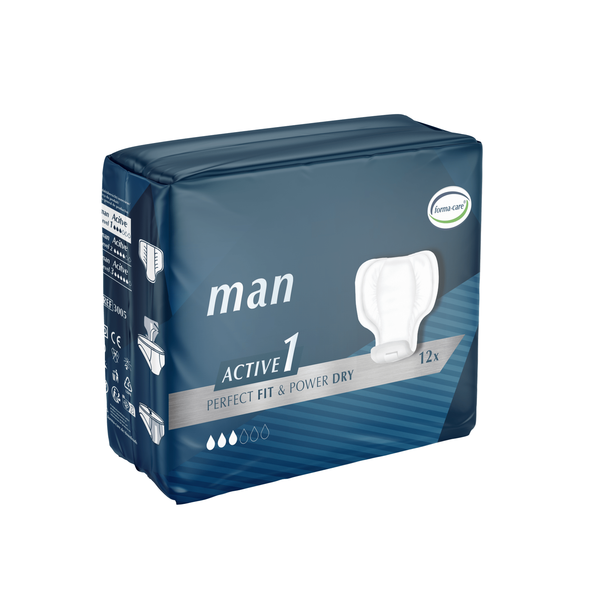 Forma - Care Man Active 1 - Pack of 12 Men's Incontinence Pads - Discount Medical