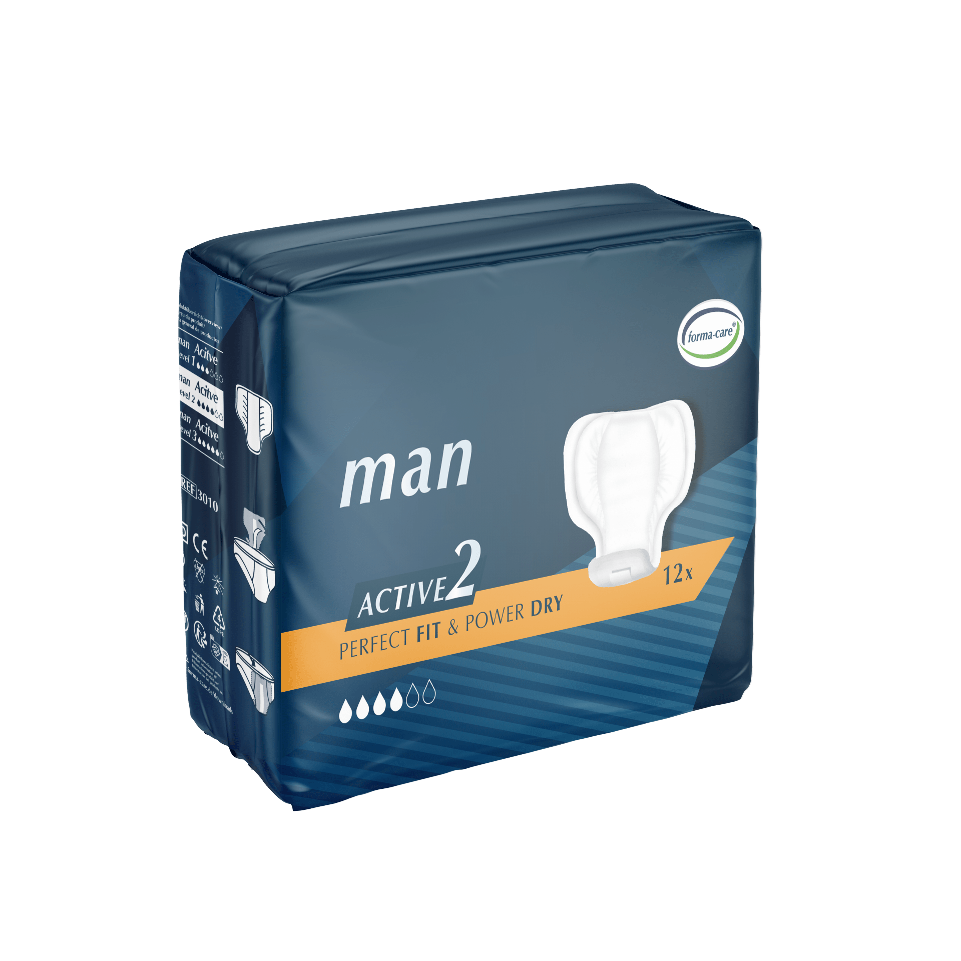 Forma - Care Man Active 2 - Pack of 12 Men's Incontinence Pads - Discount Medical