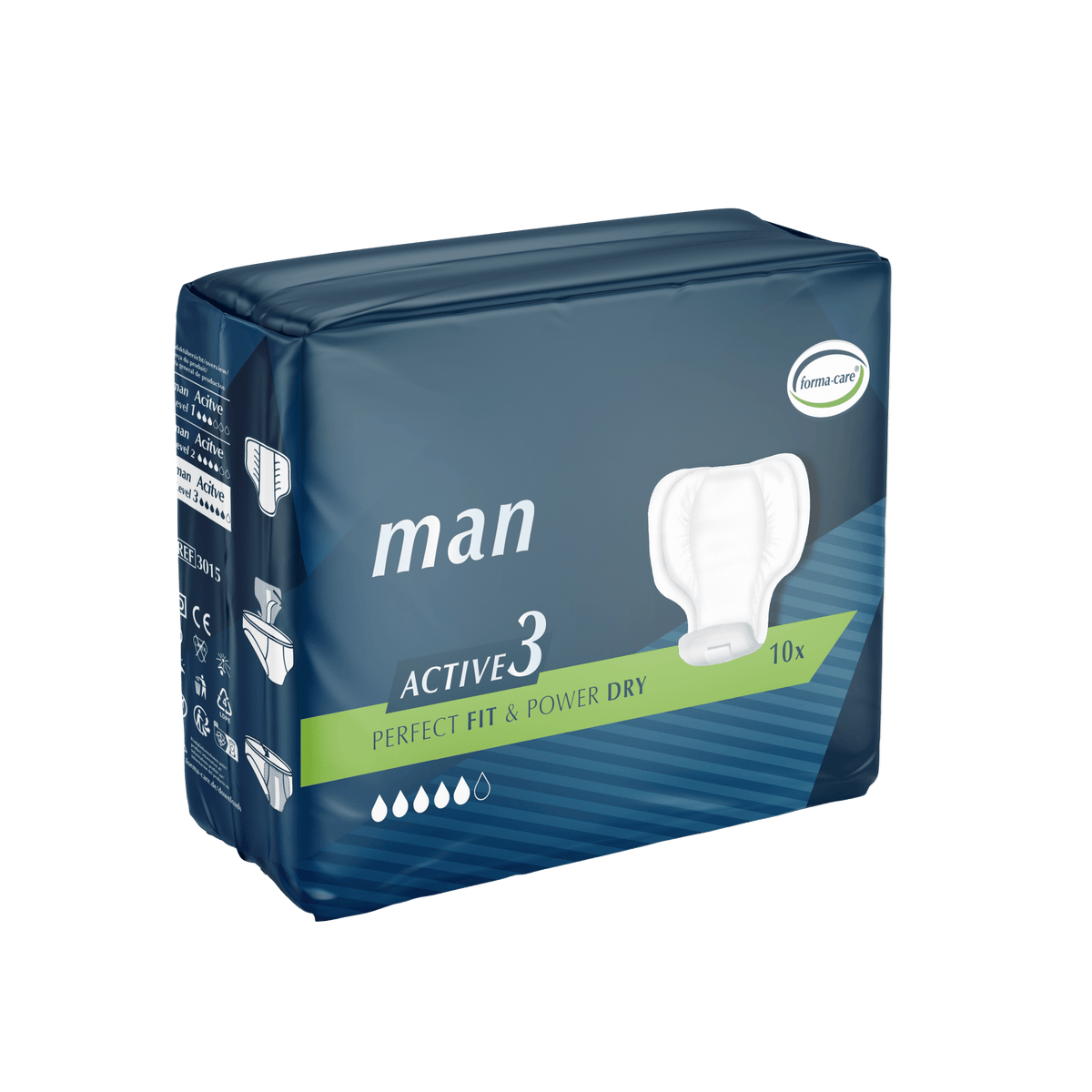 Forma - Care Man Active 3 - Pack of 12 Men's Incontinence Pads - Discount Medical