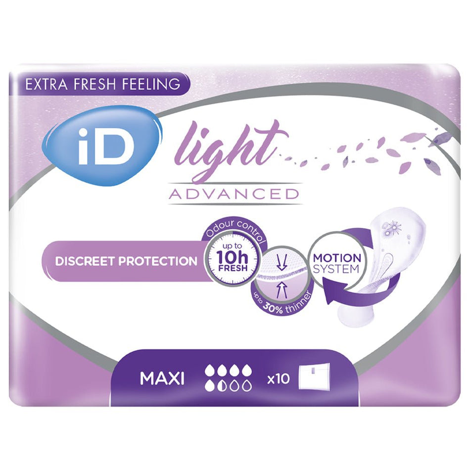 iD Light Advanced Maxi - Pack of 10 Women's Incontinence Pads - Discount Medical