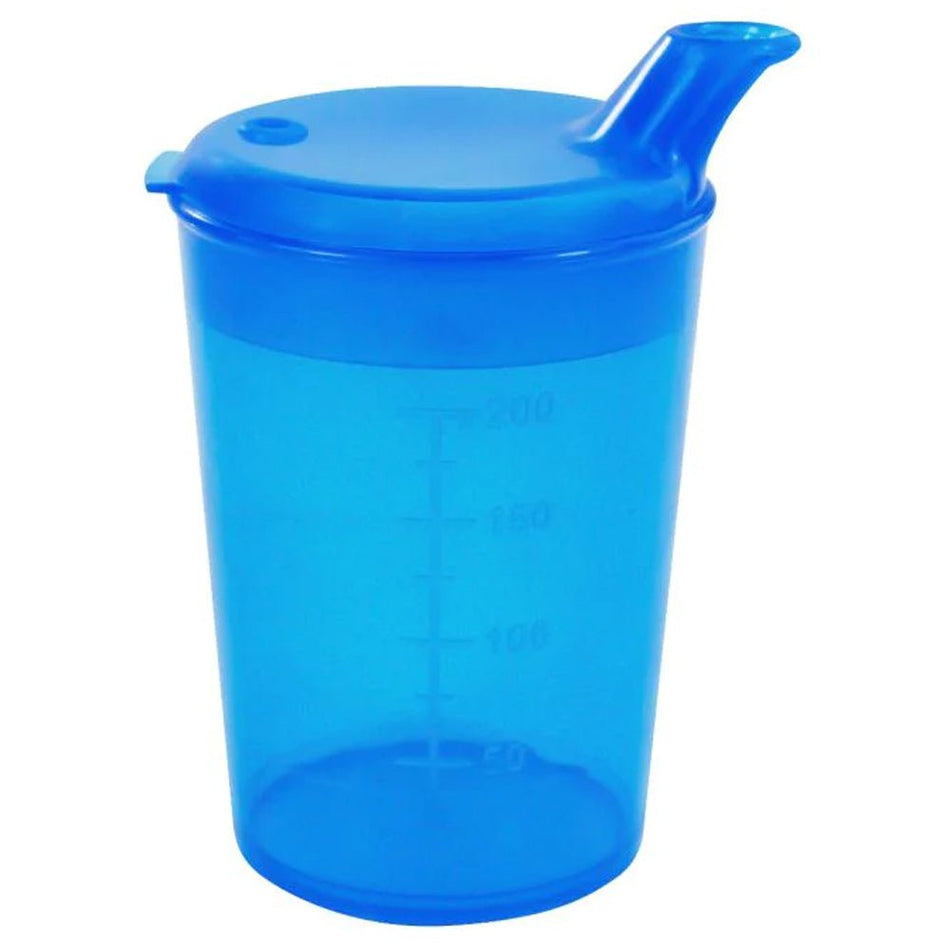 Medi - Inn Adult Drinking Beaker Blue 250ml with lid 12 x 10mm Spout - Discount Medical