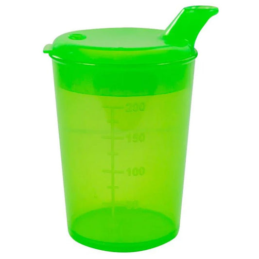 Medi - Inn Adult Drinking Beaker Green 250ml with lid 12 x 10mm Spout - Discount Medical