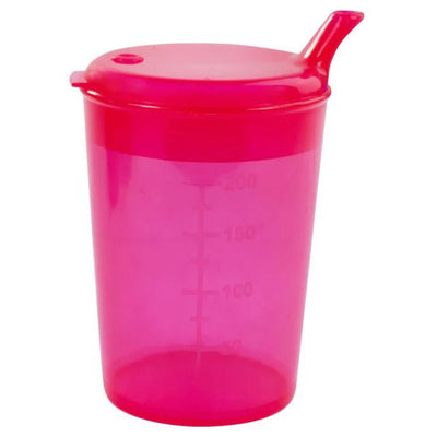 Medi-Inn Adult Drinking Beaker Red 250ml with lid 4 x 4mm Spout