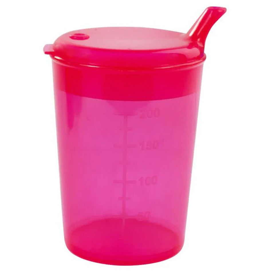 Medi - Inn Adult Drinking Beaker Red 250ml with lid 4 x 4mm Spout - Discount Medical