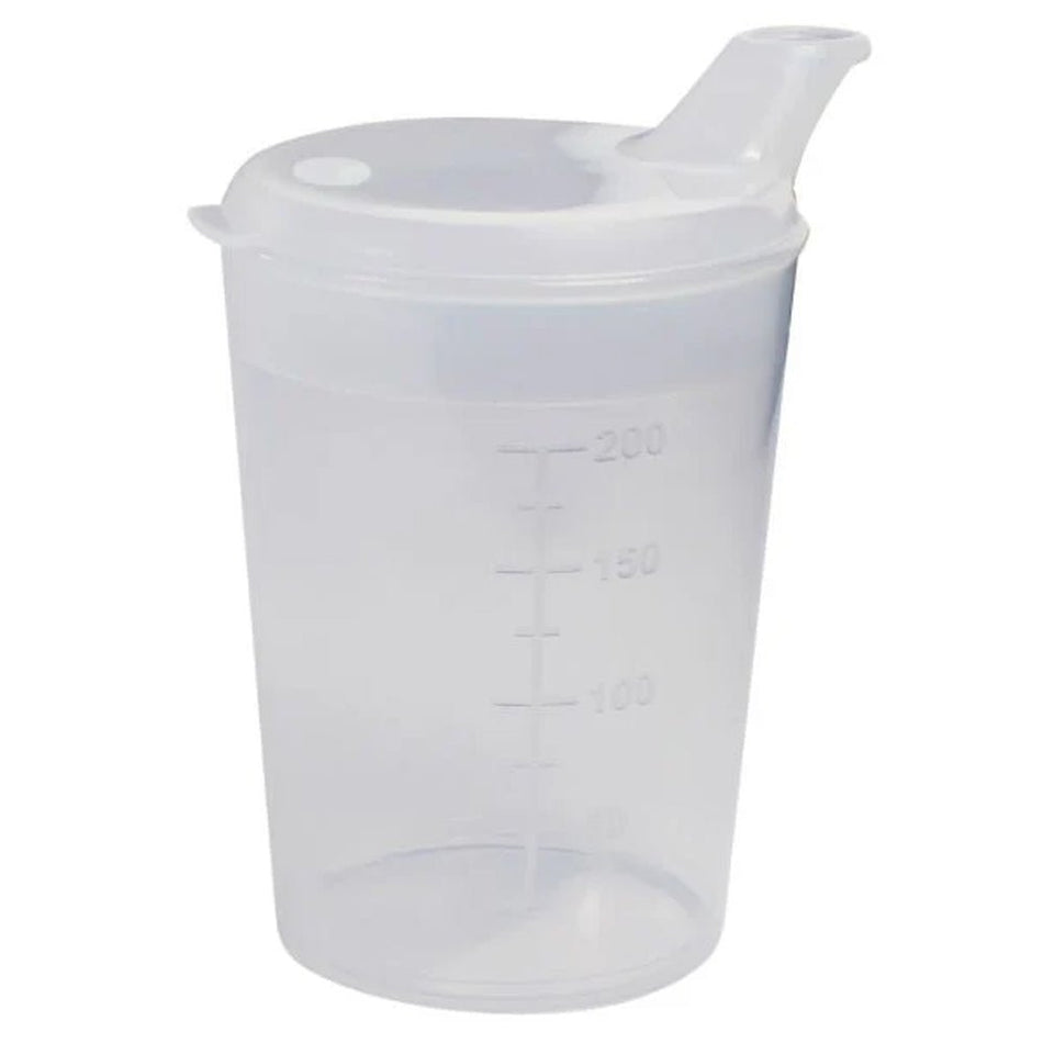 Medi - Inn Adult Drinking Beaker Transparent 250ml with lid 12 x 10mm Spout - Discount Medical
