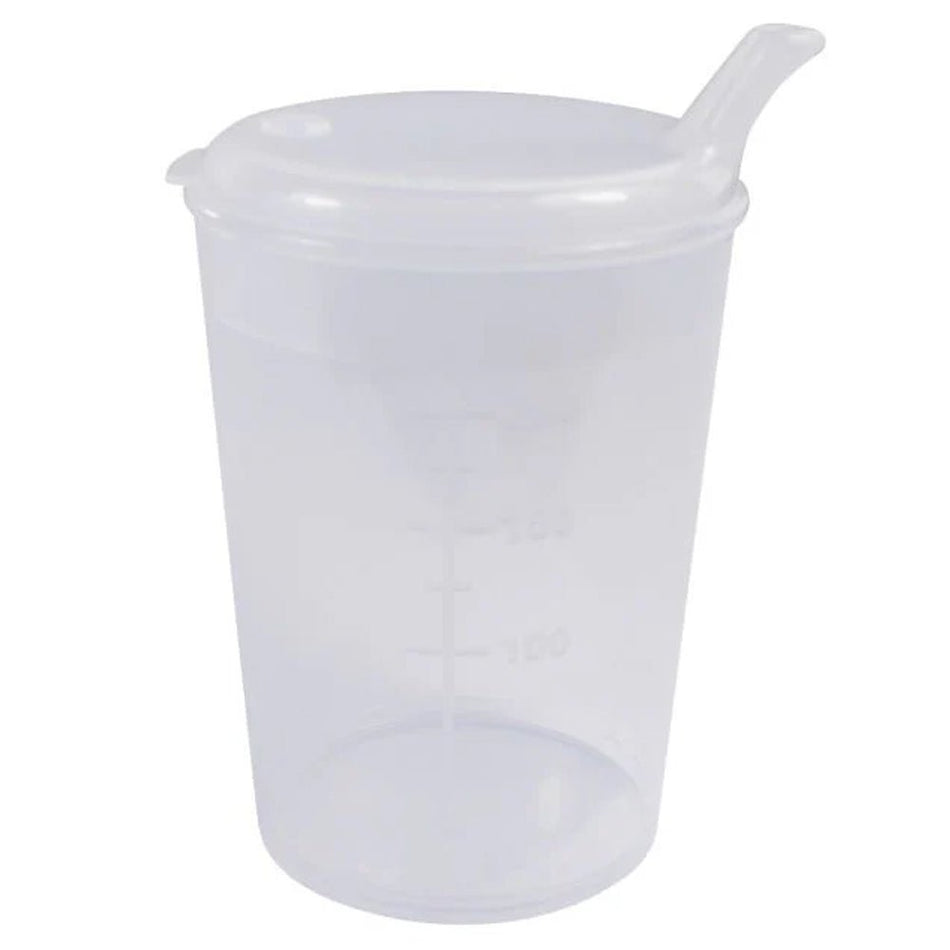 Medi - Inn Adult Drinking Beaker Transparent 250ml with lid 4 x 4mm Spout - Discount Medical