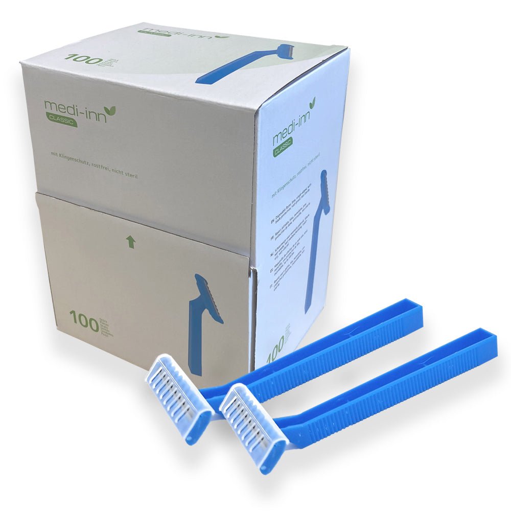 Medi - Inn Disposable Double Bladed Body Razor Blue - 100 Pack - Discount Medical