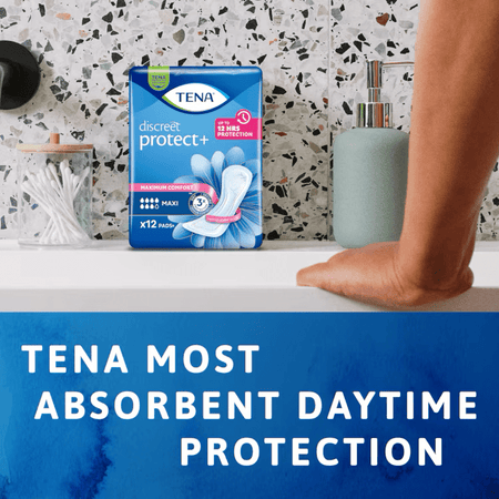 TENA Lady Discreet Protect + Maxi Incontinence Pads - 6 Pack - Discount Medical