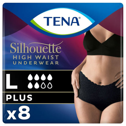 TENA Lady Silhouette Plus Large High Waist Black - 8 Pack - Discount Medical