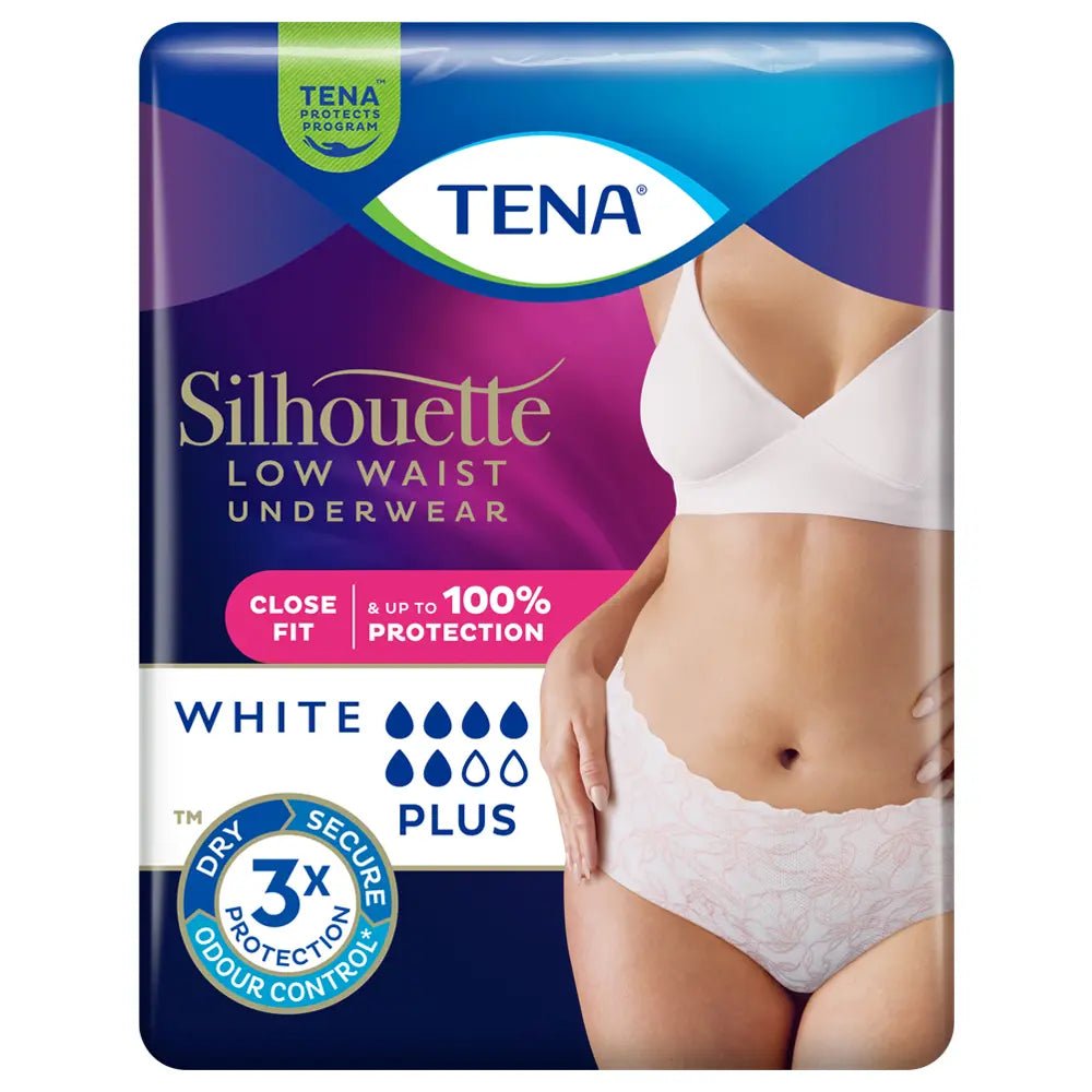 TENA Lady Silhouette Plus Medium Low Waist White - 12 Pack - Discount Medical