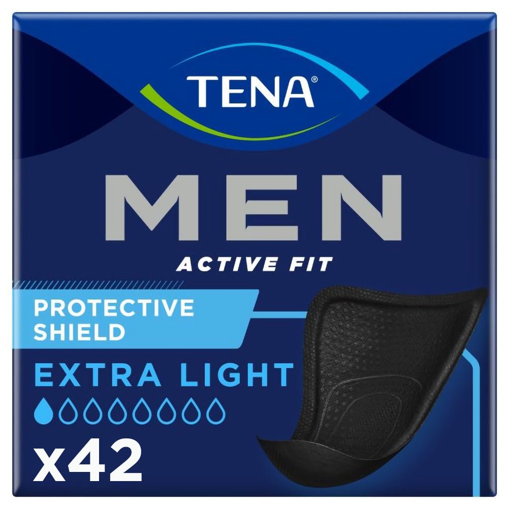 TENA Men Active Fit Protective Shield Extra Light (140ml) 3 Packs of 14 - Discount Medical
