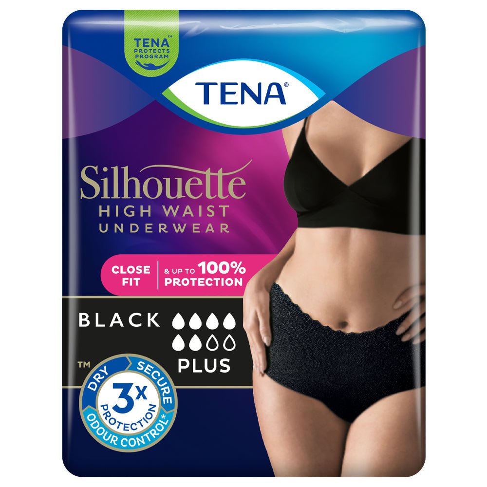 TENA Silhouette Plus Large High Waist Black - 8 Pack - Discount Medical