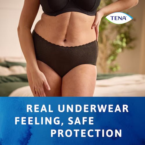 TENA Silhouette Plus Large High Waist Black - 8 Pack - Discount Medical